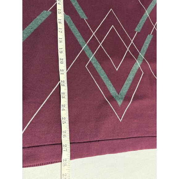 Fred Perry Abstract Argyle Knitted Polo Shirt Men's Size XL Mahogany NWT Cotton - Picture 7 of 7
